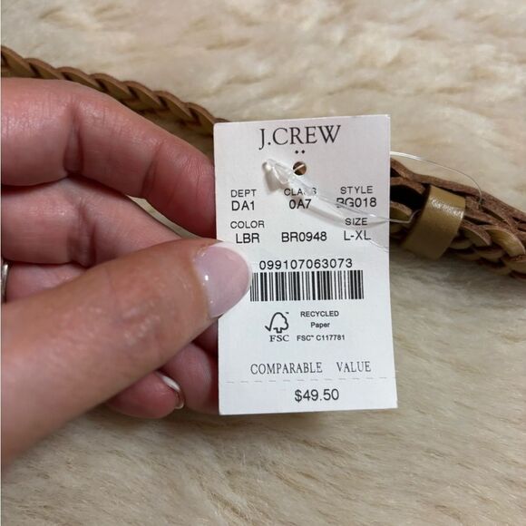 J. Crew Tan Braided Leather Belt with Gold Buckle - Picture 2 of 4